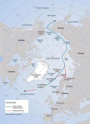 This is how sailing through the Arctic Ocean to Norway could look (Map:Arctic Portal)