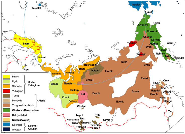 Indigenous people in Russia - Click the map to enlarge [url=http://ansipra.npolar.no/english/Index.html](Map from Ansipra)[/url].npolar.no